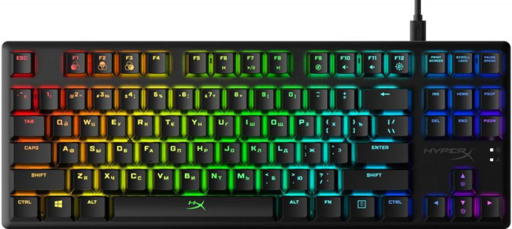 HYPERX Alloy Origins Core RGB Mechanical Gaming Keyboard (RU), Mechanical keys (HyperX Blue key switch) Backlight (RGB), 100% anti-ghosting, Ultra-portable design, Solid-steel frame, Convenient USB charge port, USB photo 1