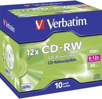 Verbatim DataLifePlus CD-RW SERL 700MB 12X SCRATCH RESISTANT SURFACE  - Jewel Case 10pcs. 