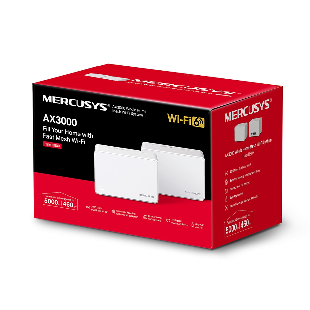 Mesh Wi-Fi система MERCUSYS Halo H80X (2-pack)  / AX3000 Dual Band / 3 x Gigabit LAN photo 4