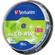 Verbatim DataLifePlus CD-RW SERL 700MB 12X SCRATCH RESISTANT SURFACE  - Spindle 10pcs. 