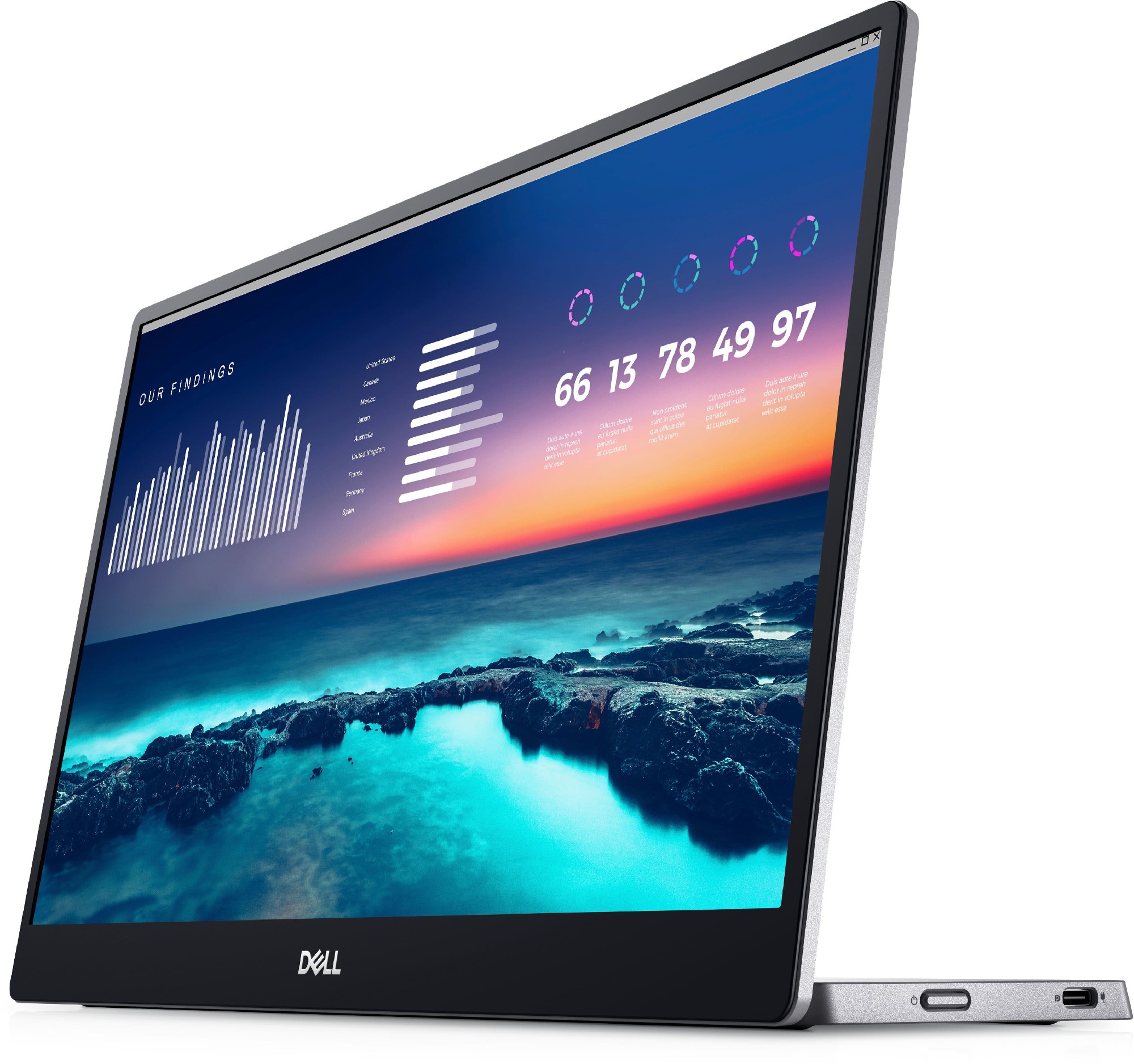 14.0” Monitor Portabil DELL P1424H / 6ms / FHD / Black photo 2