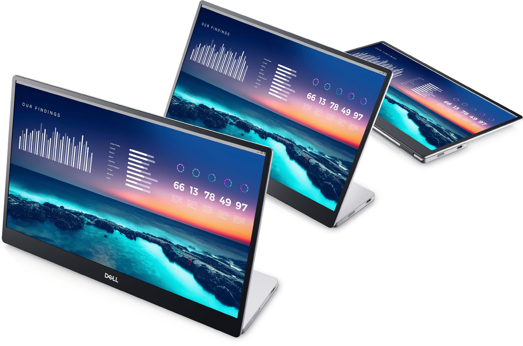 14.0” Monitor Portabil DELL P1424H / 6ms / FHD / Black photo 3