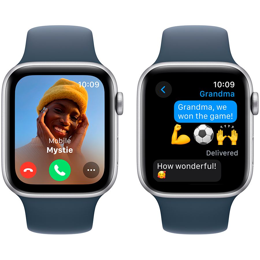 Smart watch Apple Watch SE GPS 44mm Silver Aluminium Case with Storm Blue Sport Band - M/L (MREE3QI/A) 1 GB 1.78 photo 4
