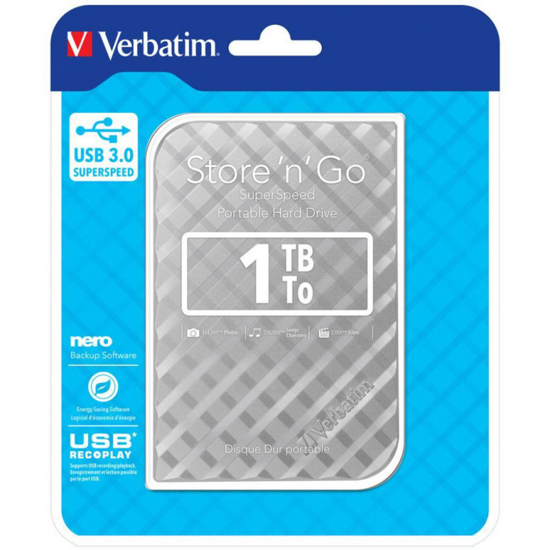 2.5” HDD Extern Verbatim ”Store 'n' Go” / USB3.0 / 1.0TB / Silver photo 4