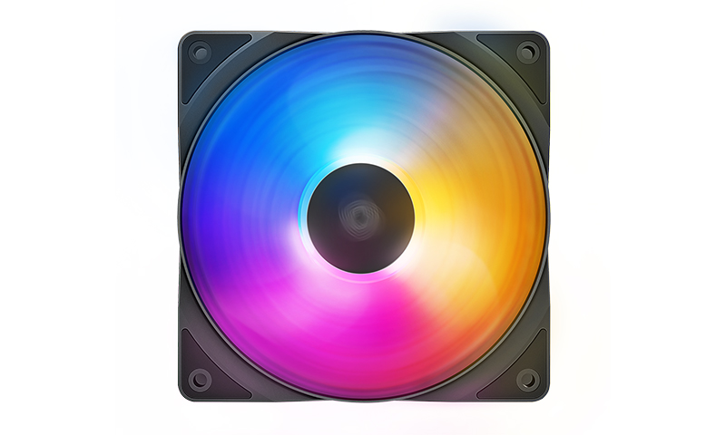 120mm Case Fan - DEEPCOOL "RF120 FS", Customizable LED Lighting (purple/blue/orange), 120x120x25mm, 500-1500rpm, <17.8~27dBa, 56.5CFM, Hydro Bearing, 4Pin, PWM, 12V 4-pin port photo 1