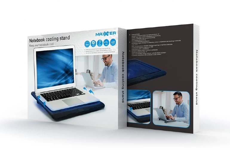 Gembird  ACT-NS151F, Notebook cooling stand, up to 15.6”, LED backlight in fans, Large 12 cm cooling fan, 1000 RPM (± 10 %), Black photo 2