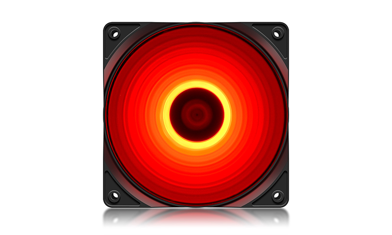 120mm Case Fan - DEEPCOOL "RF120R" RED LED Fans, 120x120x25mm, 500-1500rpm, 21.9dBa, 48.9 CFM, 3-pin & 4-pin Peripheral photo 1