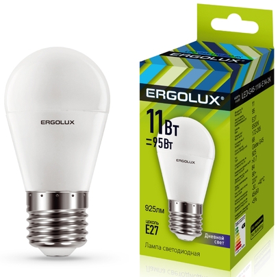 Bec LED Ergolux LED G45 11W E27 6000K  photo 1
