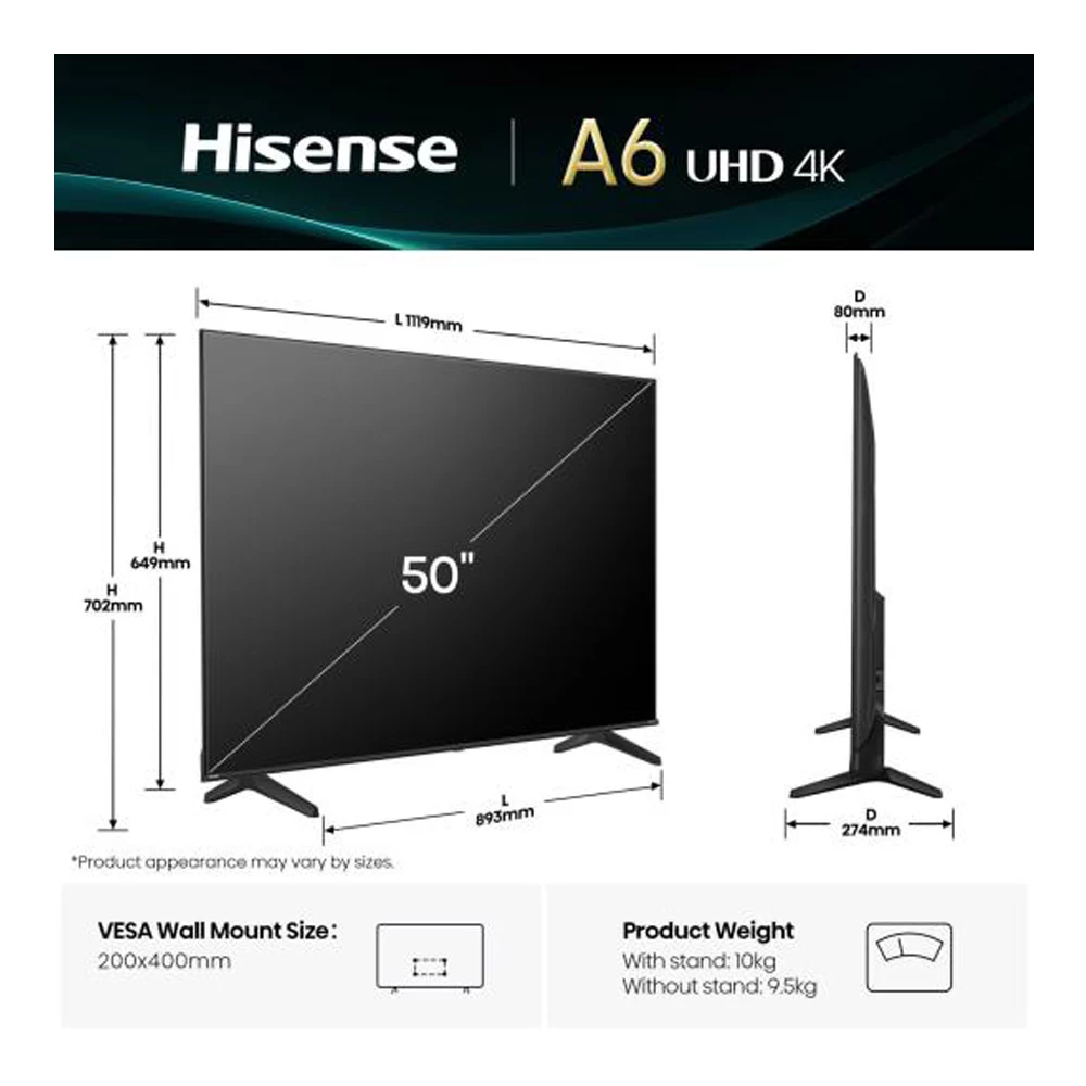 Televizor Hisense 50A6Q / 50" / Direct LED / UHD 4K photo 2