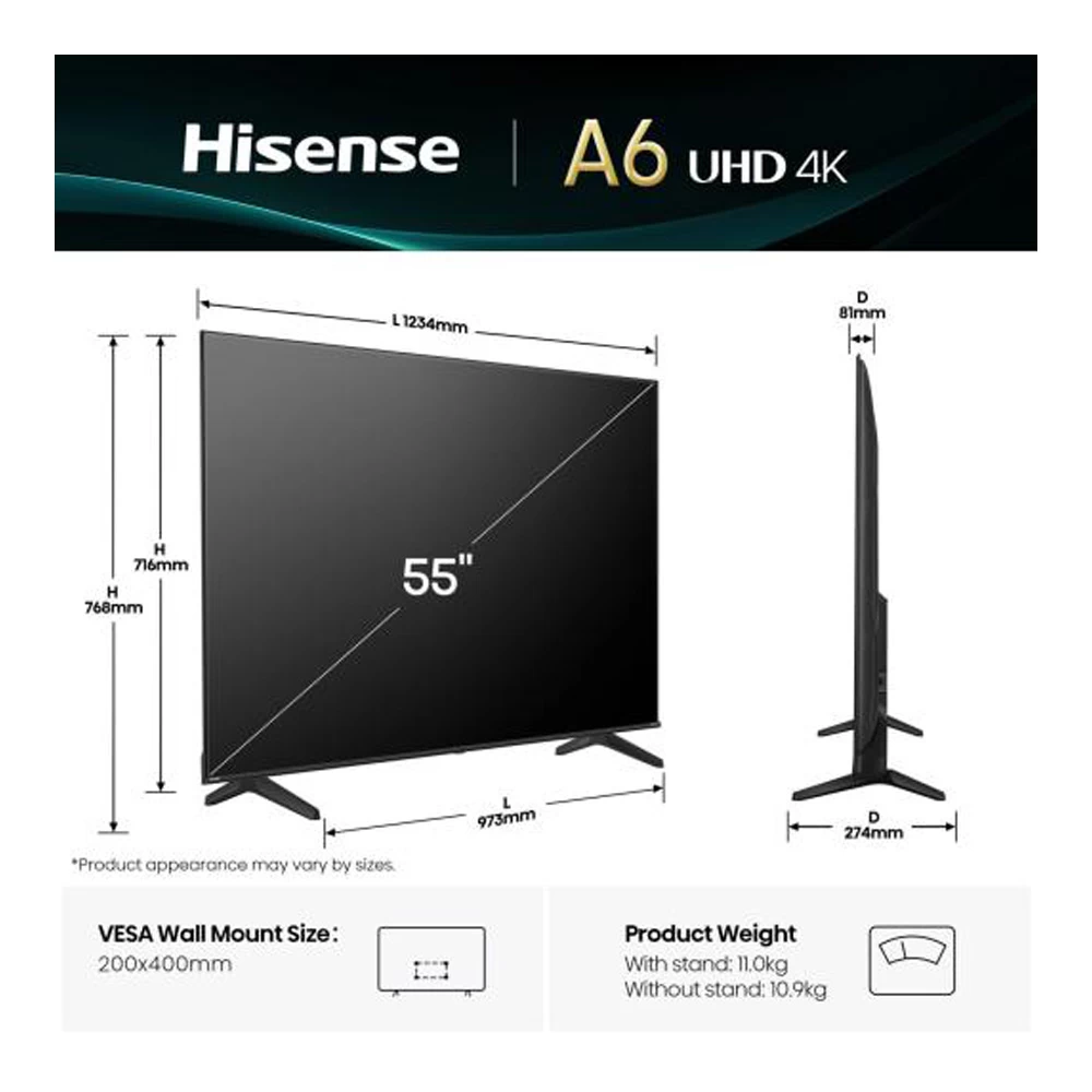 Televizor Hisense 55A6Q / 55" / Direct LED / 4K UHD photo 2