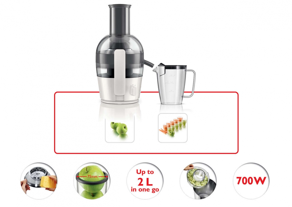 Соковыжималка центробежная Philips HR1855/70, 0.8 л, 700 Вт, 1 скоростей, Черный с белым photo 6