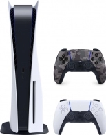 Game Console Sony PlayStation 5 (Disc), 825GB, White; Japanese Version, 1 x Gamepad White (Dualsense) + 1 Gamepad Grey Camo (Dualsense) 