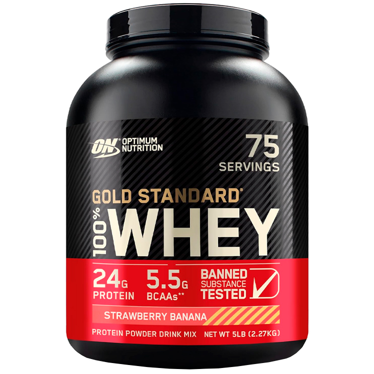 Сывороточный протеин Optimum Nutrition Gold Standard 100% WHEY Strawberry Banana 5lb/2.26 кг photo 1