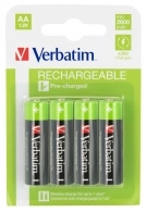 Verbatim Rechargeable Battery AA, 4pcs 