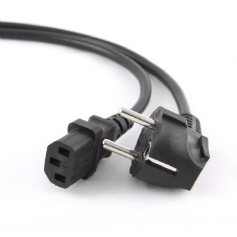 Power cord PC-186-VDE-3M, 3m, Schuko input and right angled C13 output, with VDE approval, Black photo 1 Power cord PC-186-VDE-3M, 3m, Schuko input and right angled C13 output, with VDE approval, Black photo 1