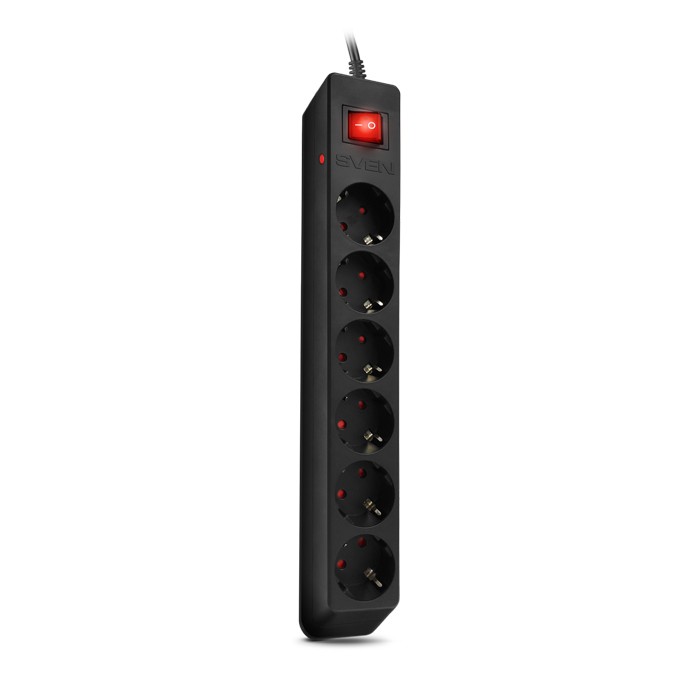 Фильтр сетевой SVEN Optima / 6 Sockets with children protection / 1,8m / Wall mountable / Black photo 1 Фильтр сетевой SVEN Optima / 6 Sockets with children protection / 1,8m / Wall mountable / Black photo 1