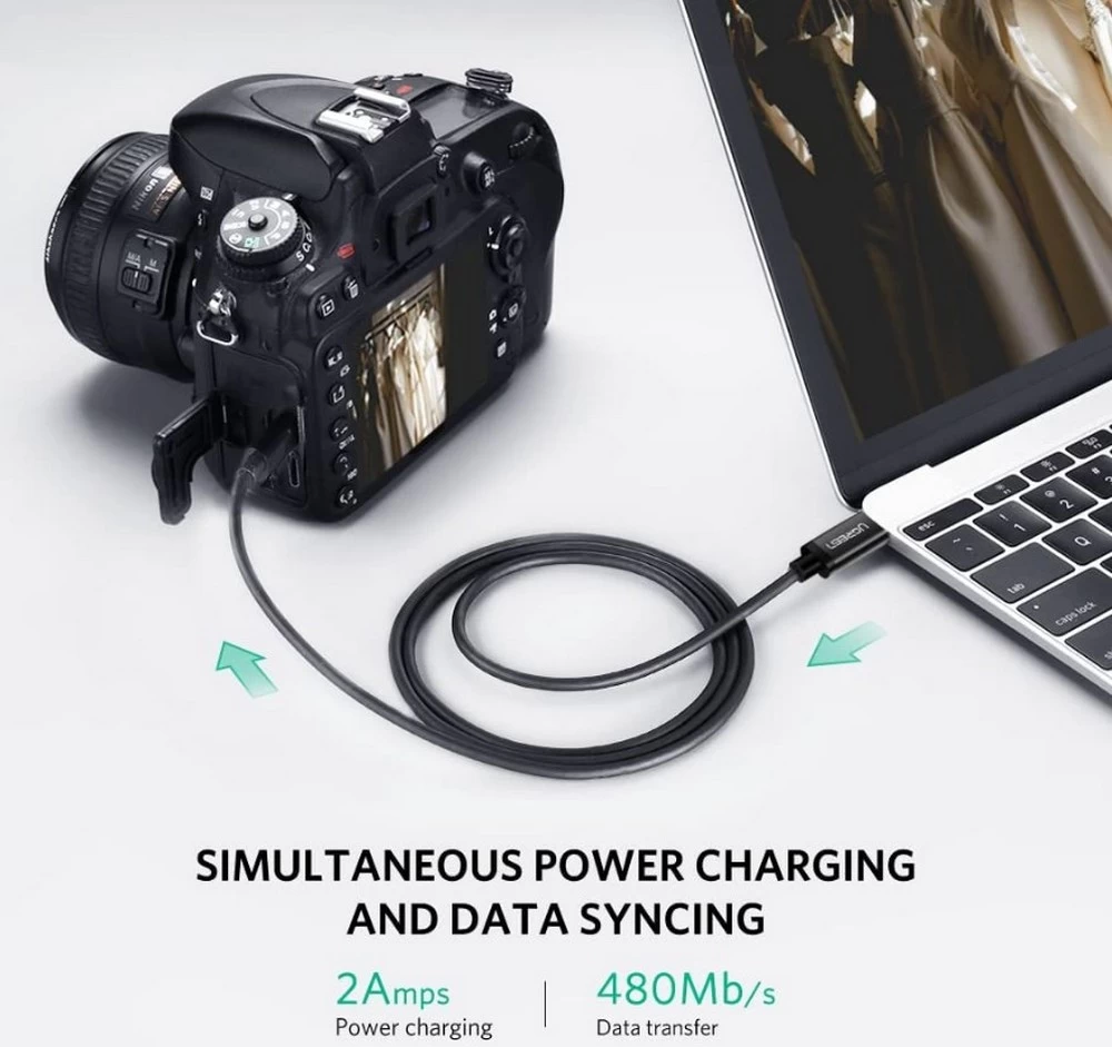 Cablu USB-C - Mini USB UGREEN 70873 2 /2m /Negru photo 2