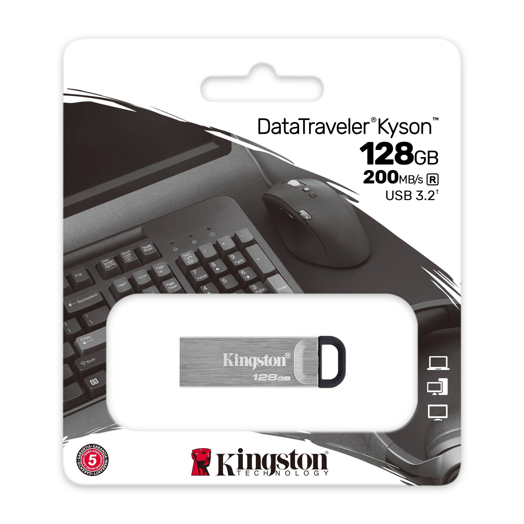 Флеш-накопитель USB Kingston DataTraveler Kyson / 128ГБ / 200 MByte/s photo 2