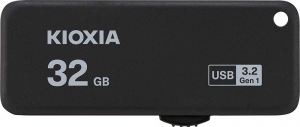 32GB USB3.2 Kioxia (Toshiba) TransMemory U365 Black, Plastic, Capless, Sliding retractable design (Read 150 MByte/s, Write 40 MByte/s) thumbnav 1