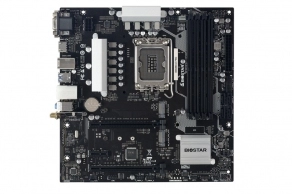 BIOSTAR B660MX-E PRO, Socket 1700, Intel® B660 (13/12th Gen CPU), CPU graphics, VGA, DVI, HDMI, Dual 4xDDR4-4600, 2xPCIe X16 4.0, 4xSATA3, 2xM.2 4.0, RAID, 1xM.2 E-key for Wi-Fi, 1xPCIe X1, ALC897 HDA, 1xGbE LAN, 6xUSB3.2, VIVID LED DJ RGB, mATX 