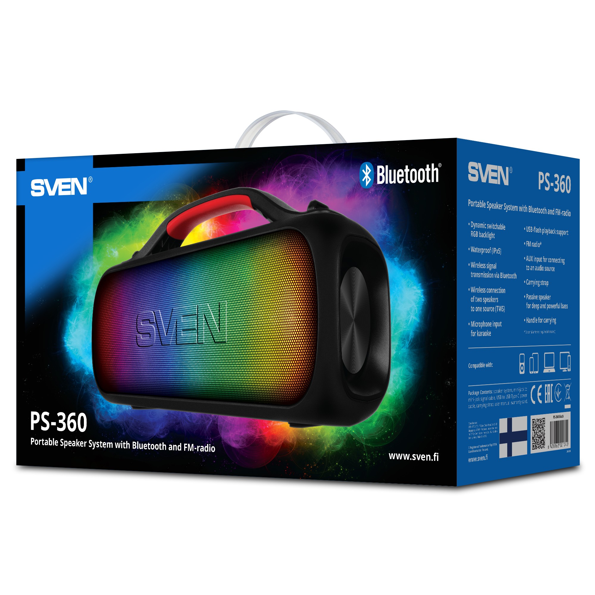 Boxa portabila SVEN PS-360 Black / 24W / Bluetooth / FM tuner / USB / microSD photo 10