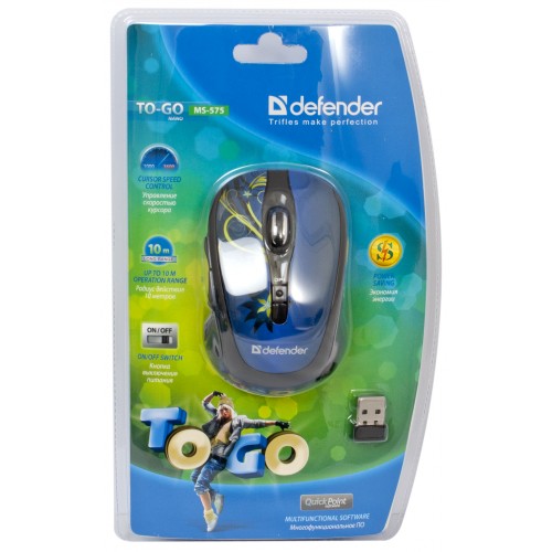 Mouse fara fir Defender MS575 Negru cu albastru / / Negru cu albastru photo 4