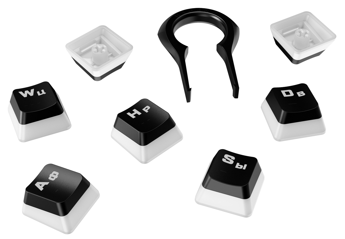 HYPERX Pudding Keycaps, RU, Black/Translucent design for lustrous RGB lighting, 104 Key Set, Made of durable double shot PBT material, HyperX keycap removal tool included photo 1