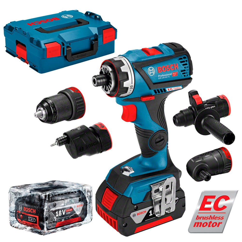 Masina de gaurit si insurubat  cu acumulator Bosch GSR 18V-60 FC FlexiClick 2x5.0Ah, 06019G7100 photo 1
