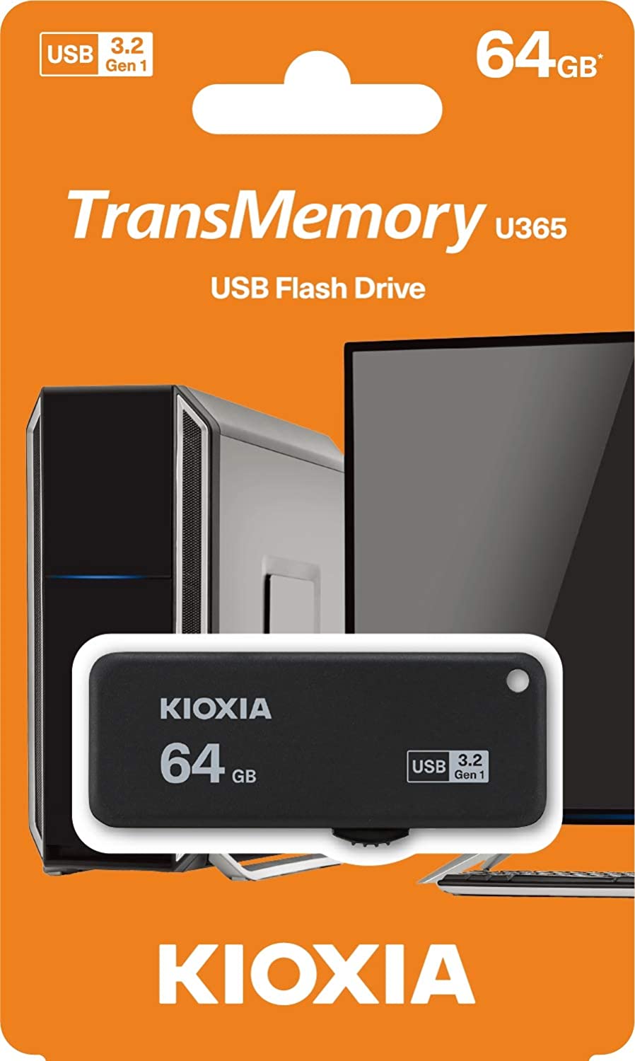64GB USB3.2  Kioxia (Toshiba) TransMemory U365 Black, Plastic, Capless, Sliding retractable design (Read 150 MByte/s, Write 40 MByte/s) photo 3