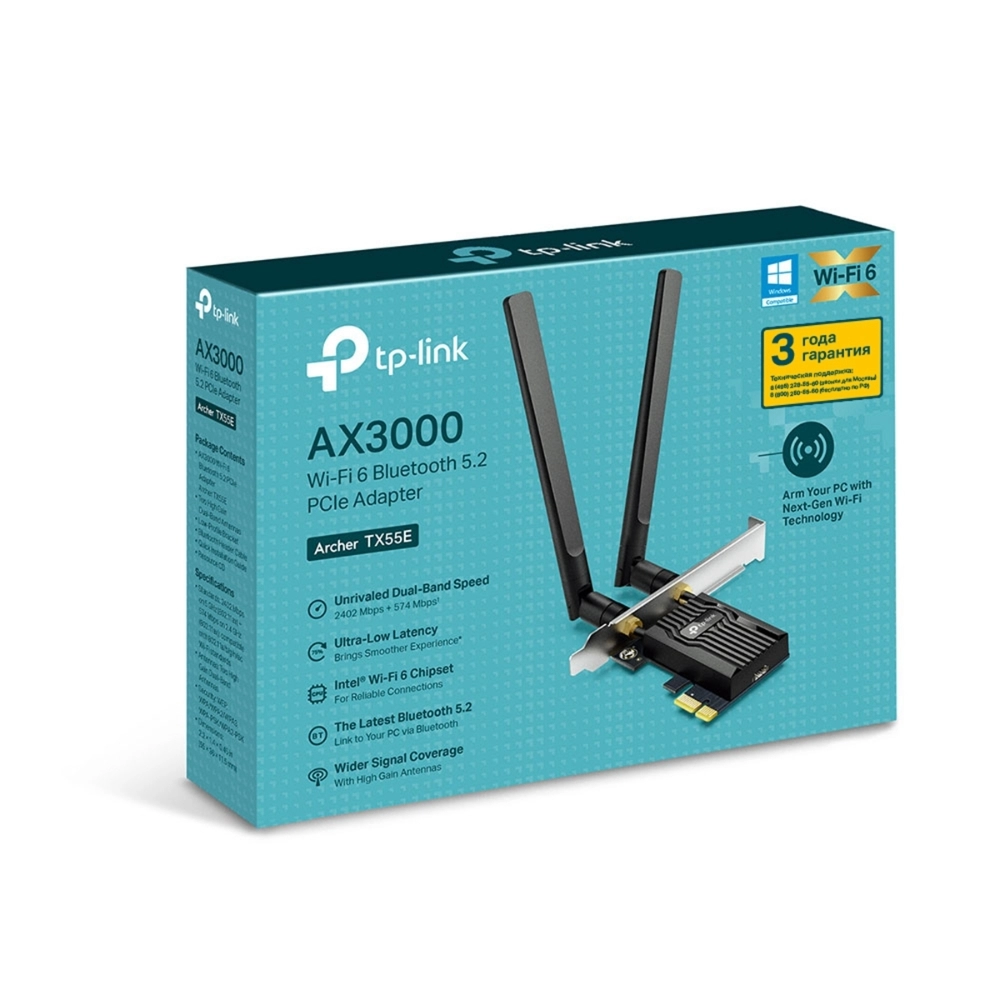 PCI Express / Wi-Fi 6 Adapter / TP-LINK Archer TX55E /  Dual Band AX3000 photo 2