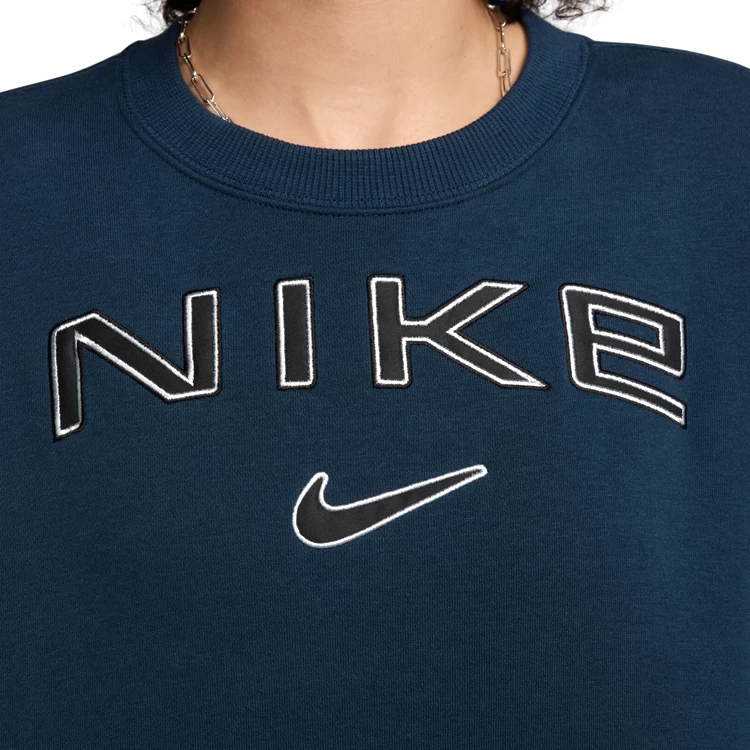 Hanorac Nike W NSW PHNX FLC STD LOGO CREW XS Albastru Femei photo 4