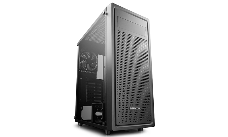 DEEPCOOL "E-SHIELD" ATX Case, with Side-Window (full sized 4mm thickness), without PSU, Pre-installed: 1x120mm Rear Fan, Square-hole Array style front panel, Magnetic dust proof net on top, Bottom mounted PSU, VGA Compatible: 370mm, 1xUSB3.0, 2xUSB2.0, 1x photo 1