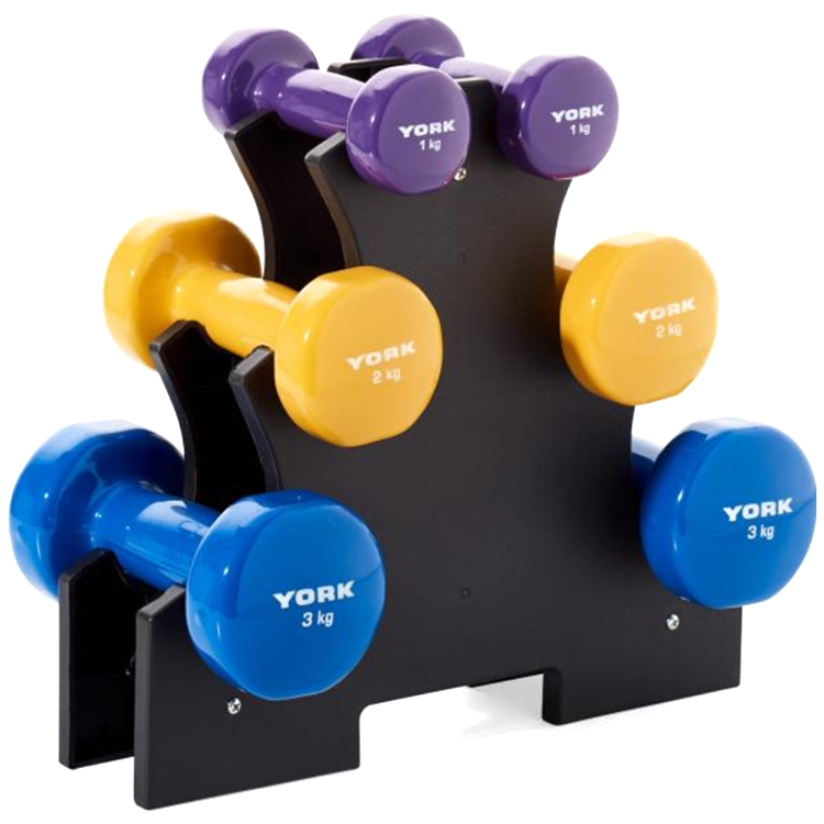 Set gantere 12 kg YORK Vinyl Dipped Dumbbell Set with Stand photo 1