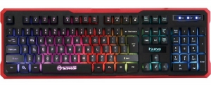 MARVO "K629G", Gaming Keyboard, 104 keys, multimedia functions, 19 anti-gosting keys, frame less design with full-height keys, Sound sensible rainbow colors light, 9 light effects, USB, EN layout, Black thumbnav 1
