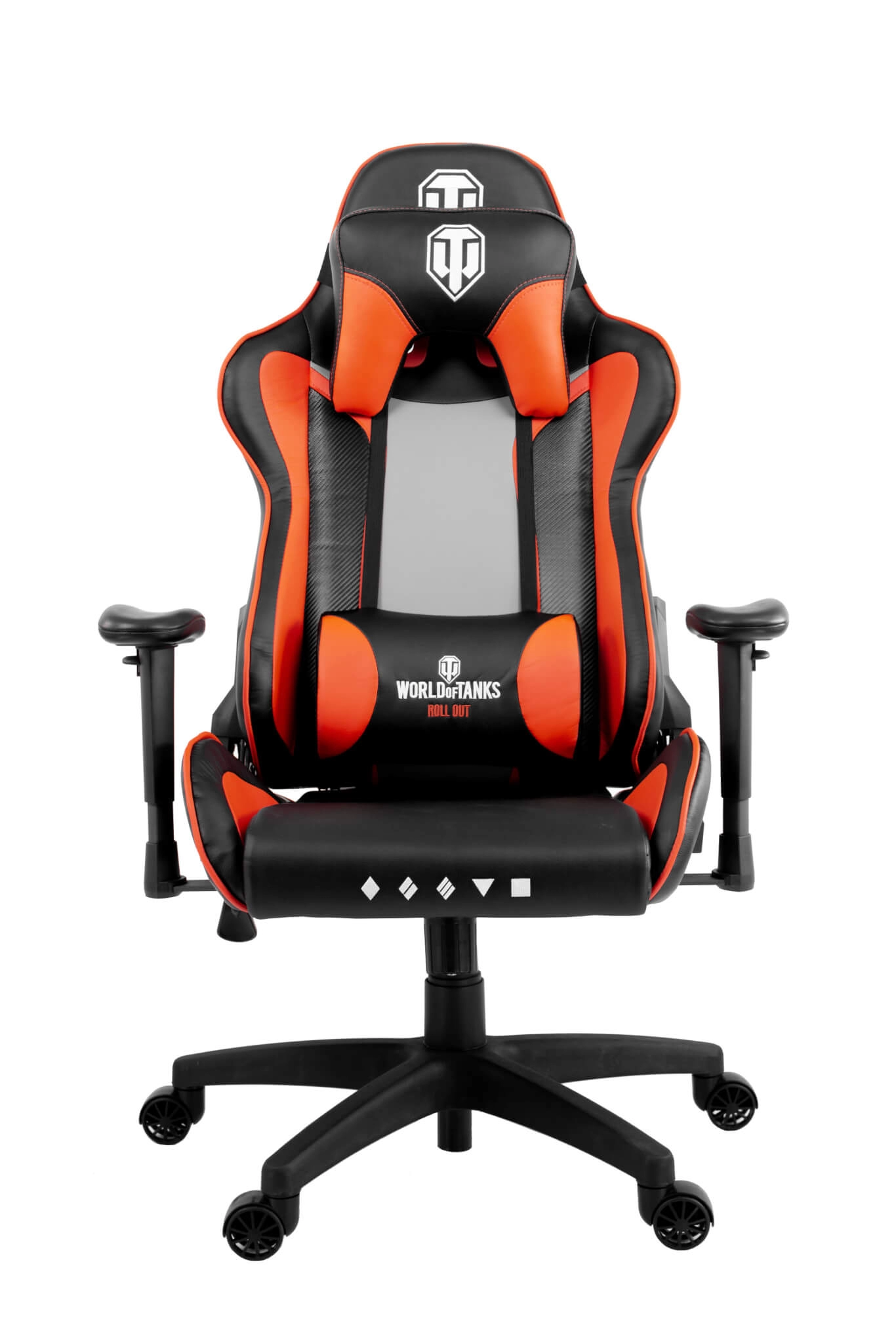 Gaming/Office Chair AROZZI Verona WoT Edition, Black/Orange World of Tanks merch, PU Leather, max weight up to 100-105kg / height 160-180cm, Recline 165°, 1D Armrests, Head/Lumber cushions, Metal Frame, Nylon wheelbase, Small nylon casters, W-25.5kg photo 1