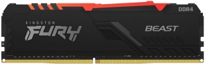 16GB DDR4-3200  Kingston FURY® Beast DDR4 RGB, PC25600, CL16, 1.35V, 1Gx8, Auto-overclocking, Asymmetric BLACK low-profile heat spreader, Dynamic RGB effects featuring Kingston FURY Infrared Sync technology, Intel XMP Ready (Extreme Memory Profiles) thumbnav 1