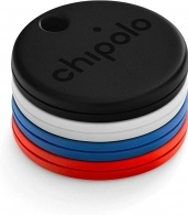 CHIPOLO ONE, 4Pack, Black, Blue, White, Red (For keys / backpack / bag, Use the Chipolo app to ring your misplaced item or double click on Chipolo to find your phone, Louder sound, Longer battery life - Up to 2 years of finding power, Replaceable battery, 