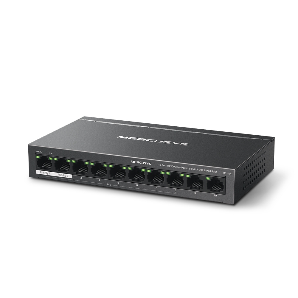Коммутатор MERCUSYS MS110P / 10 port / 100Mb / RJ45 / Plastic case photo 2