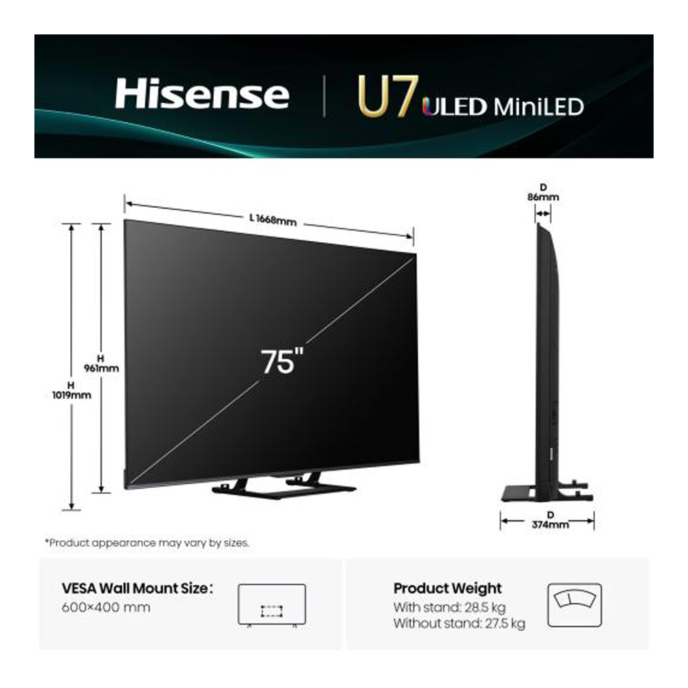 Телевизор Hisense 75U7Q / 75" / Mini LED / 4K UHD photo 2