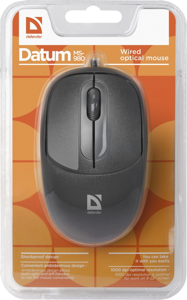 Проводная мышь Defender Datum MS-980 Черный / Оптическая / Черный photo 2