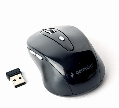 Gembird MUSW-6B-01, Wireless Optical Mouse, 2.4GHz, 6-button, 800/1200/1600dpi, Nano Reciver, USB, Black photo 1
