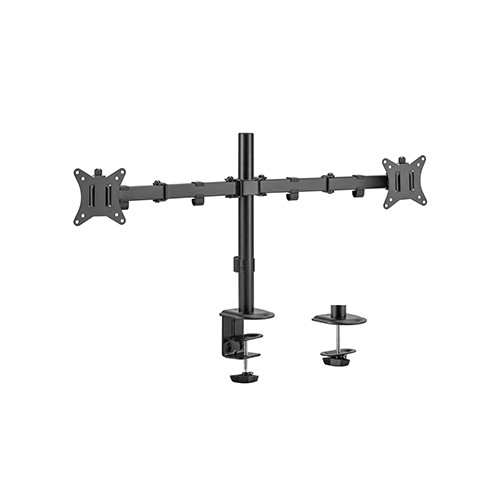 Arm for 2 monitors 17”-32”  Gembird MA-D2-01, Adjustable desk 2-display mounting arm (rotate, tilt, swivel),  VESA 75/100, up to 9 kg, black photo 1