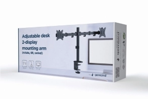 Arm for 2 monitors 17”-32”  Gembird MA-D2-01, Adjustable desk 2-display mounting arm (rotate, tilt, swivel),  VESA 75/100, up to 9 kg, black thumbnav 2