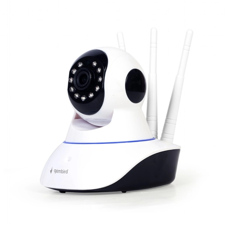 Indoor IP Security Camera  Gembird Rotating FullHD WiFi camera, No Hub Required, FHD (1920x1080), WiFi IP-camera with built-in microphone, speaker, LAN port, microSD slot, Rotates up to 355° horizontally and 120° vertically, Motion detection and alarm ale photo 1