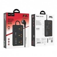 Prelungitor de priza HOCO DC15 / 4 x USB + USB-C / 30W / Black thumbnav 2