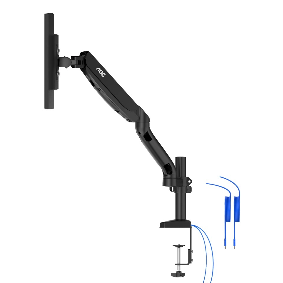 Arm for 2 monitors 13”-31.5” -  AOC AD110DX with integrated USB Hub, Black, USB Hub: USB-C + USB3.0, Desk Clamp/Grommet, Aluminum structure, Gas spring, Height adjustment, Max.Load: 2-9kg, Tilt: '-90°~+85°, Swivel:180°, Rotation: 360°, Hidden cable manage photo 5