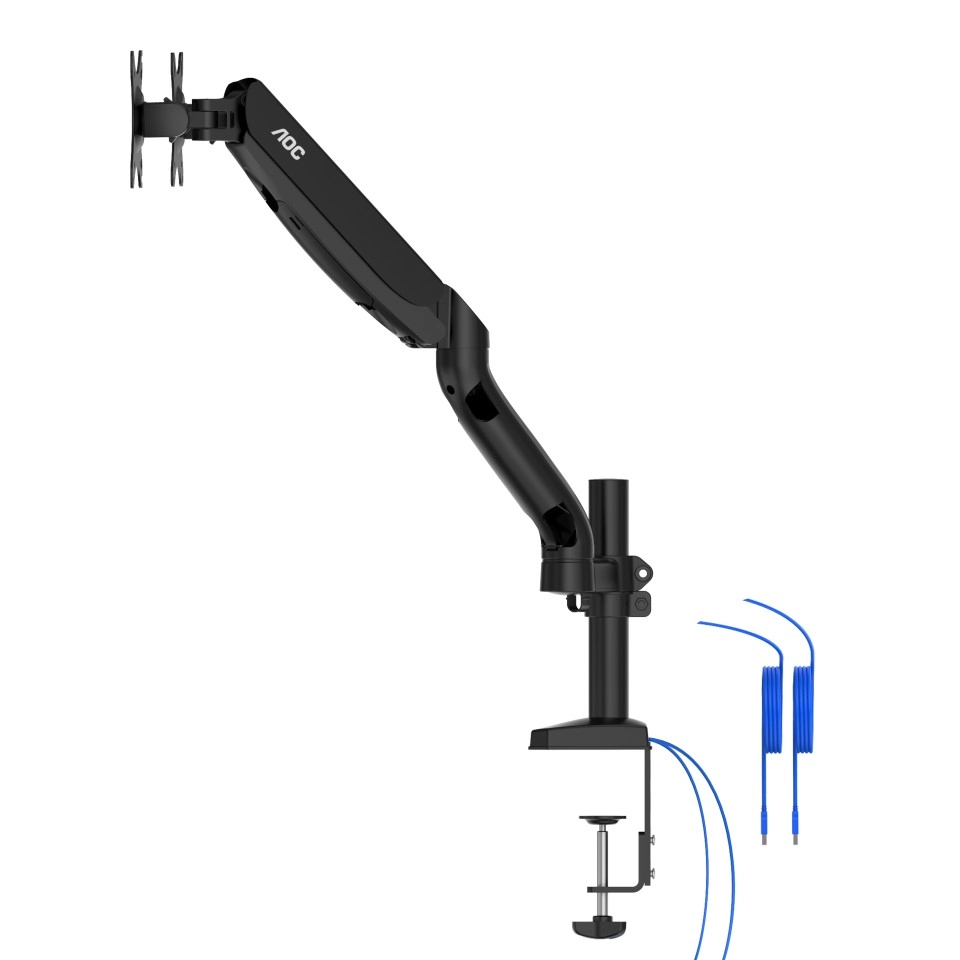 Arm for 2 monitors 13”-31.5” -  AOC AD110DX with integrated USB Hub, Black, USB Hub: USB-C + USB3.0, Desk Clamp/Grommet, Aluminum structure, Gas spring, Height adjustment, Max.Load: 2-9kg, Tilt: '-90°~+85°, Swivel:180°, Rotation: 360°, Hidden cable manage photo 6