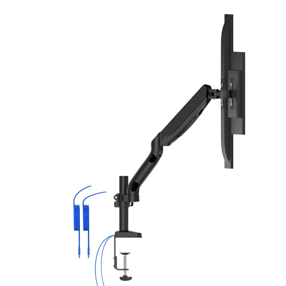 Arm for 2 monitors 13”-31.5” -  AOC AD110DX with integrated USB Hub, Black, USB Hub: USB-C + USB3.0, Desk Clamp/Grommet, Aluminum structure, Gas spring, Height adjustment, Max.Load: 2-9kg, Tilt: '-90°~+85°, Swivel:180°, Rotation: 360°, Hidden cable manage photo 7