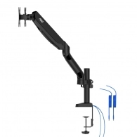 Arm for 2 monitors 13”-31.5” -  AOC AD110DX with integrated USB Hub, Black, USB Hub: USB-C + USB3.0, Desk Clamp/Grommet, Aluminum structure, Gas spring, Height adjustment, Max.Load: 2-9kg, Tilt: '-90°~+85°, Swivel:180°, Rotation: 360°, Hidden cable manage thumbnav 6