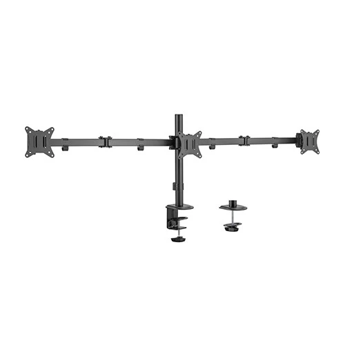 Arm for 3 monitors 17”-27”  Gembird MA-D3-01, Adjustable desk 3-display mounting arm (rotate, tilt, swivel), up to 7 kg,  VESA 75/100, black photo 1